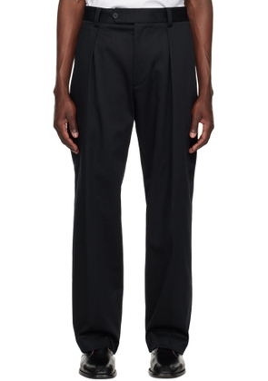 BOSS Navy Zip Stretch Cotton Trousers