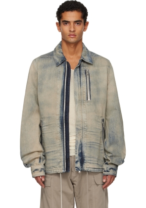 Rick Owens DRKSHDW Blue Concordians Concealed Zipfront Denim Jacket