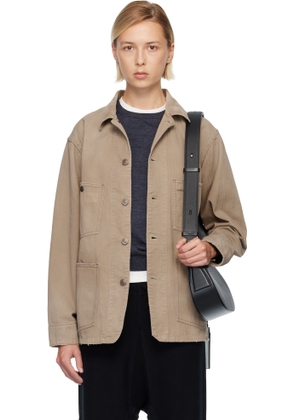 Maison Margiela Beige Herringbone Workwear Jacket