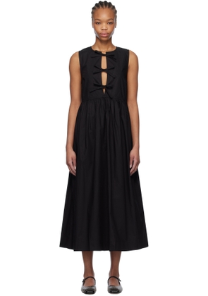GANNI Black Cotton Poplin Midi Dress