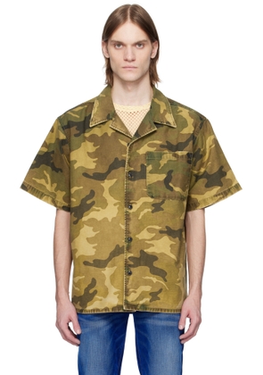COÛT DE LA LIBERTÉ Khaki Robbie Camo Print Bowling Shirt