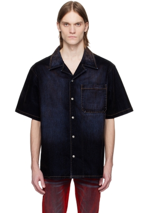 COÛT DE LA LIBERTÉ Navy Robbie Stretch Suede Denim Shirt