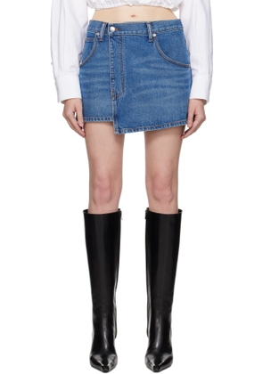 Alexander Wang Blue Distressed Wrap Denim Skirt