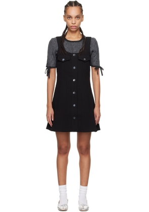 GANNI Black Bonded Crepe Minidress
