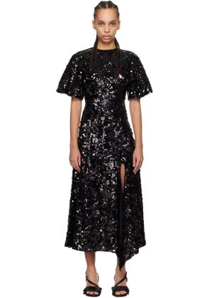 GANNI Black Velvet Sequins Maxi Dress