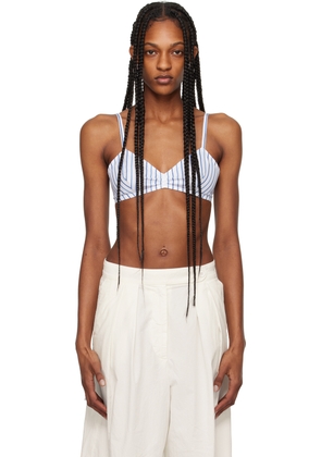 Dries Van Noten White & Blue Striped Bra