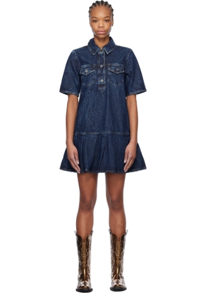 GANNI Blue Crinkled Future Denim Minidress