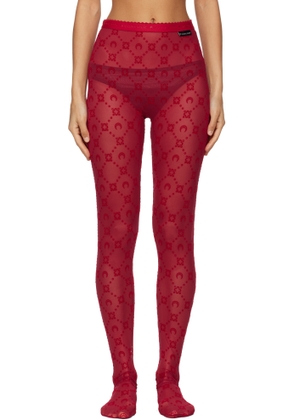 Marine Serre Red Moonogram Mesh Flock Tights