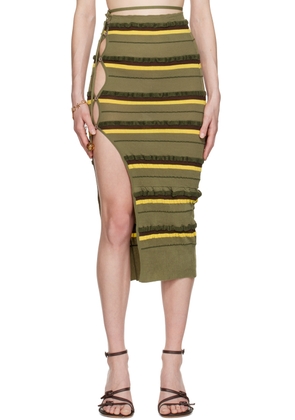 JACQUEMUS Green 'La Jupe Maille Concha' Midi Skirt