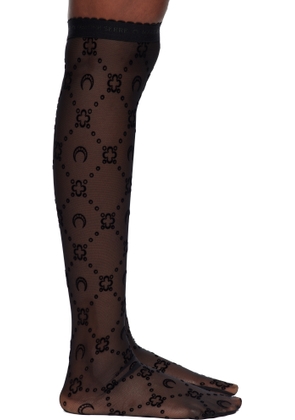 Marine Serre Black Moonogram Mesh Flock Long Socks