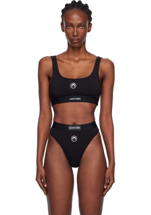 Marine Serre Black Moon Logo Stretched Jersey Sport Bra