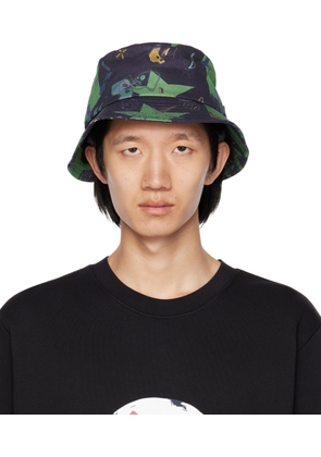 PS by Paul Smith Navy & Green Tattoo Bucket Hat