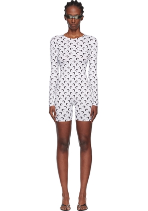 Marine Serre White Recycled Moon Jersey Short Catsuit