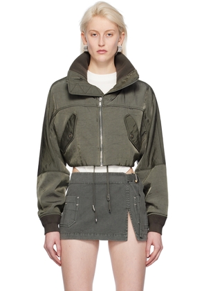 Dion Lee Khaki Crop Bomber Jacket