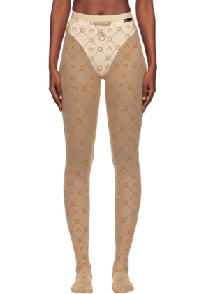 Marine Serre Tan Recycled Mesh Flock Tights