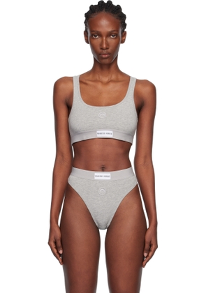 Marine Serre Gray Moon Logo Stretched Jersey Sport Bra