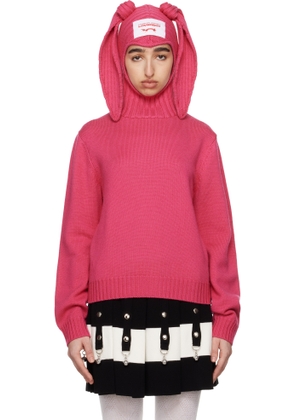 Charles Jeffrey LOVERBOY Pink Merino Rabbit Balaclava Hoodie
