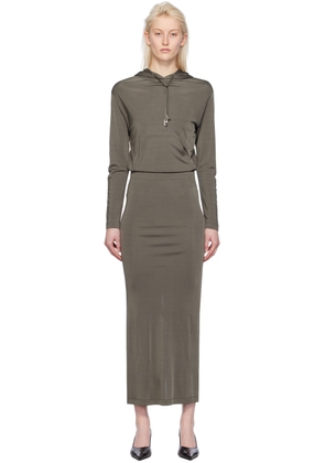 Dion Lee Khaki Gathered Maxi Dress
