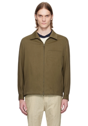 BOSS Khaki Relaxed-Fit Zipped Overshirt