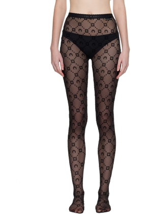 Marine Serre Black Recycled Mesh Flock Tights