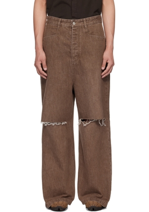 FFFPOSTALSERVICE Brown Wide Damaged Jeans