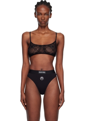 Marine Serre Black Recycled Mesh Flock Bralette