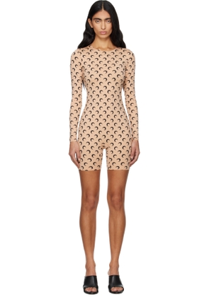 Marine Serre Beige Moon Printed Jersey Jumpsuit