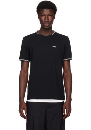 BOSS Black Stretch-Cotton Stripes & Logo T-shirt