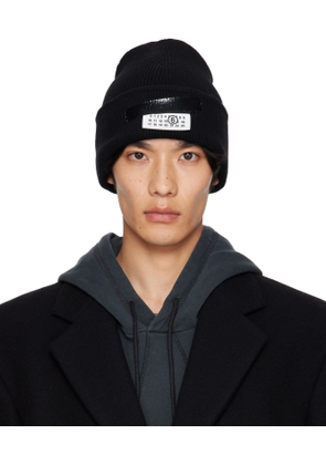 MM6 Maison Margiela Black Taped Label Wool Beanie