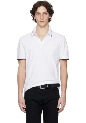 BOSS White Slim-Fit Stretch-Cotton Piqué Polo