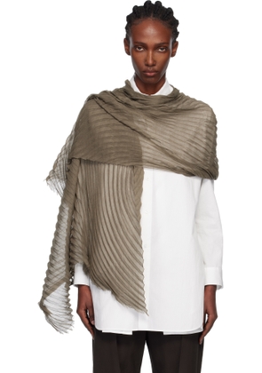 ISSEY MIYAKE Khaki Silk Wool Pleats Stole Scarf