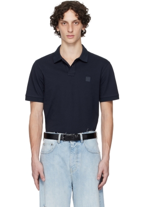 BOSS Navy Slim-Fit Stretch-Cotton Logo Patch Polo
