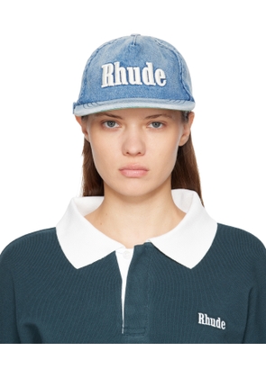 Rhude Blue 'Rhude' Logo Denim Cap