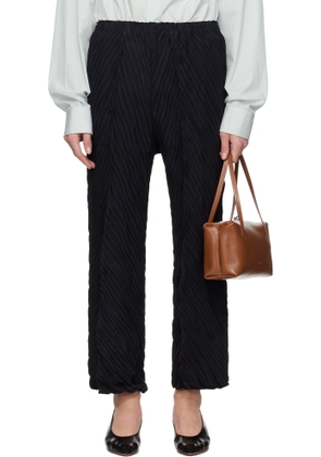 ISSEY MIYAKE Black Wrinkled & Twisted Trousers