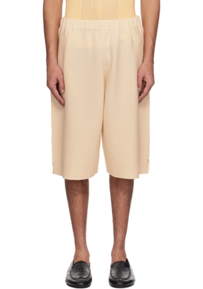 HOMME PLISSÉ ISSEY MIYAKE Beige Tight Twist Cotton Knit Shorts