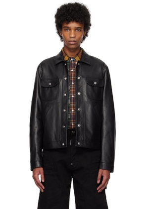 Dsquared2 Black Boxy Jean Leather Jacket