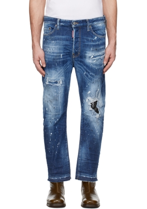 Dsquared2 Blue Medium Ripped Wash Bro Jeans