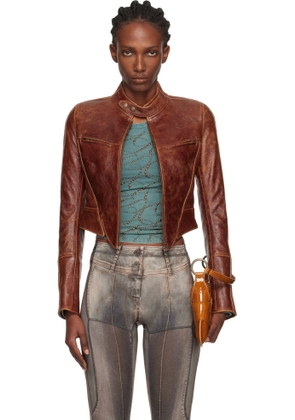 KNWLS Brown Claw Leather Jacket