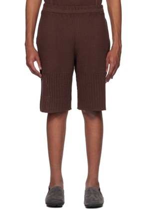 HOMME PLISSÉ ISSEY MIYAKE Brown Rustic Knit Shorts