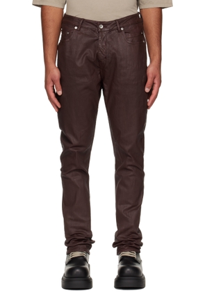 Rick Owens DRKSHDW Burgundy Concordians Detroit Cut Jeans