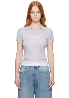 Guest in Residence Gray Shrunken Polo