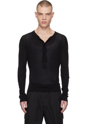 TOM FORD Black Four-Button Henley