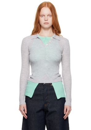 Guest in Residence Gray LS Shrunken Polo