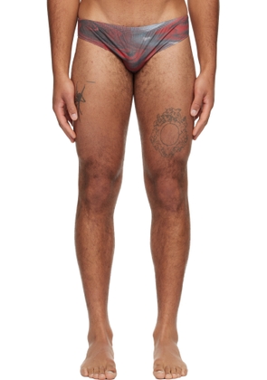 Jean Paul Gaultier Red 'The Blurry Roses' Swim Briefs