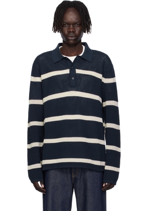 Calvin Klein Navy Long Sleeve Stripe Polo