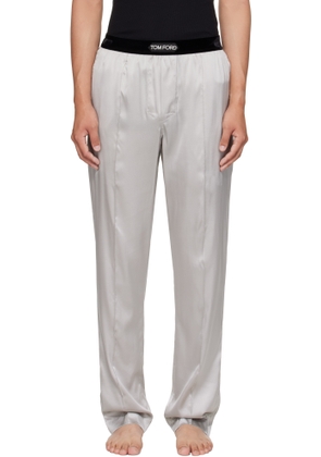 TOM FORD Gray Stretch Silk Satin Pyjama Pants