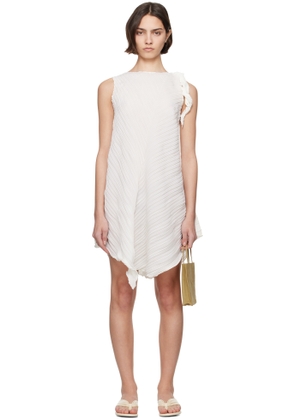 ISSEY MIYAKE White Wrinkled & Twisted Minidress