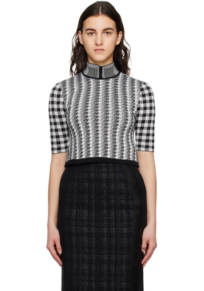 Mame Kurogouchi Black & White Multi Geometric Turtleneck