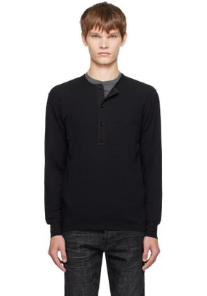 TOM FORD Black Cotton Stretch Rib Henley