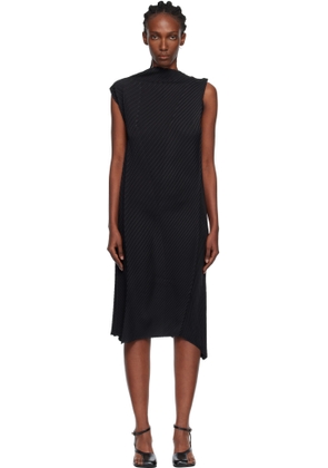 ISSEY MIYAKE Black Soft Fold Pleats Midi Dress